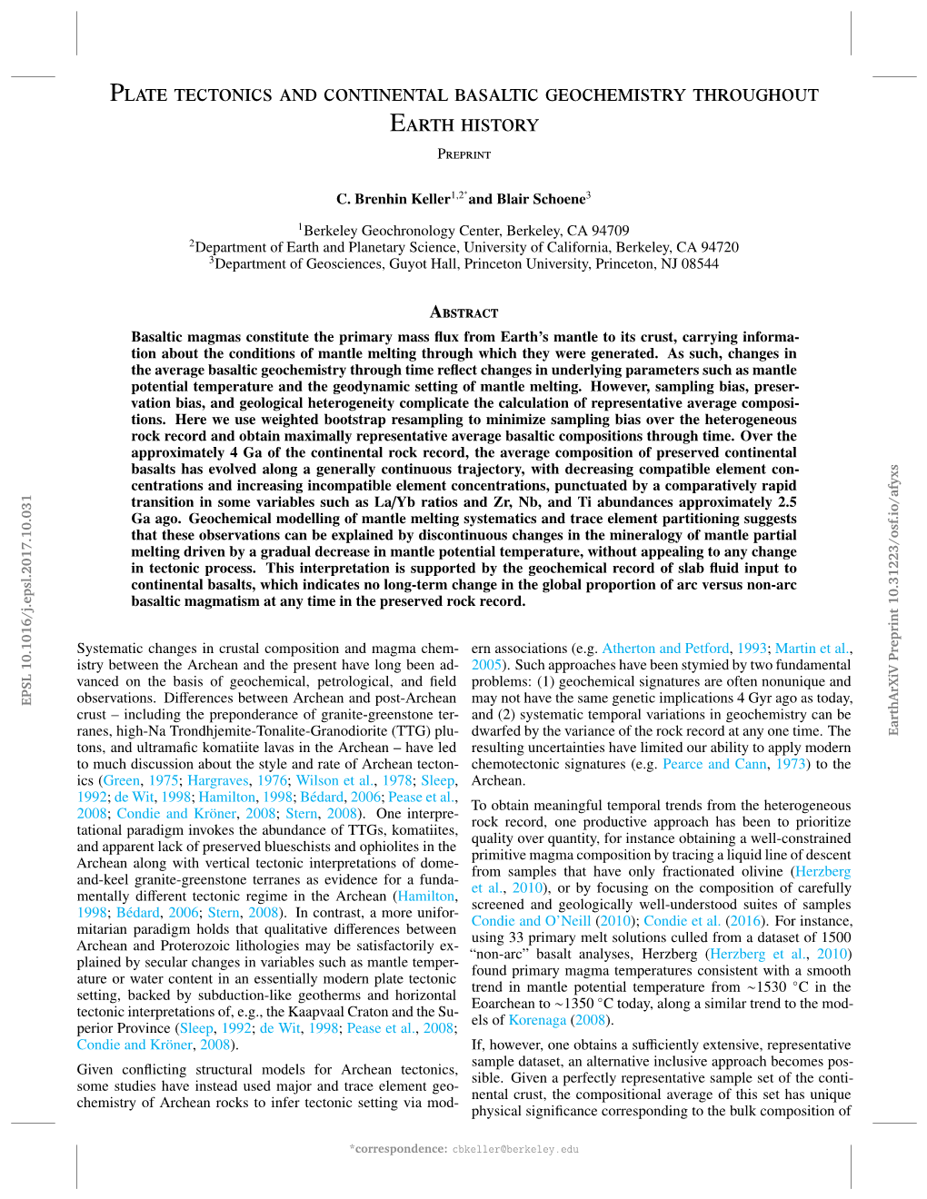 Plate Tectonics and Continental Basaltic Geochemistry Throughout Earth History 2