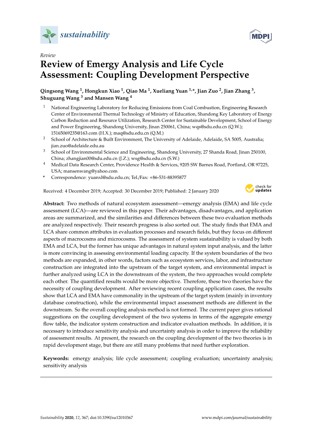 Review of Emergy Analysis and Life Cycle Assessment: Coupling Development Perspective