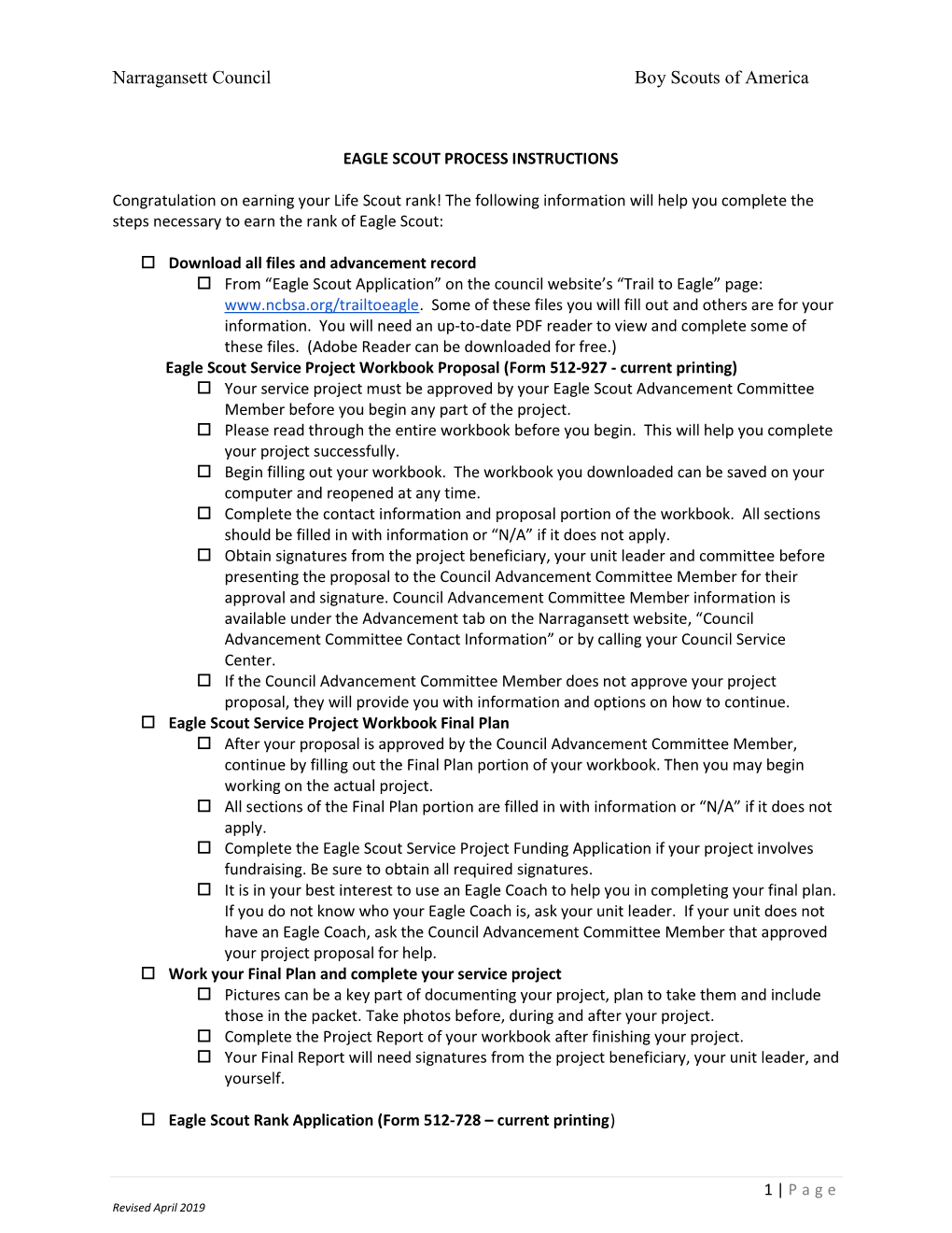 Eagle Scout Process Instructions