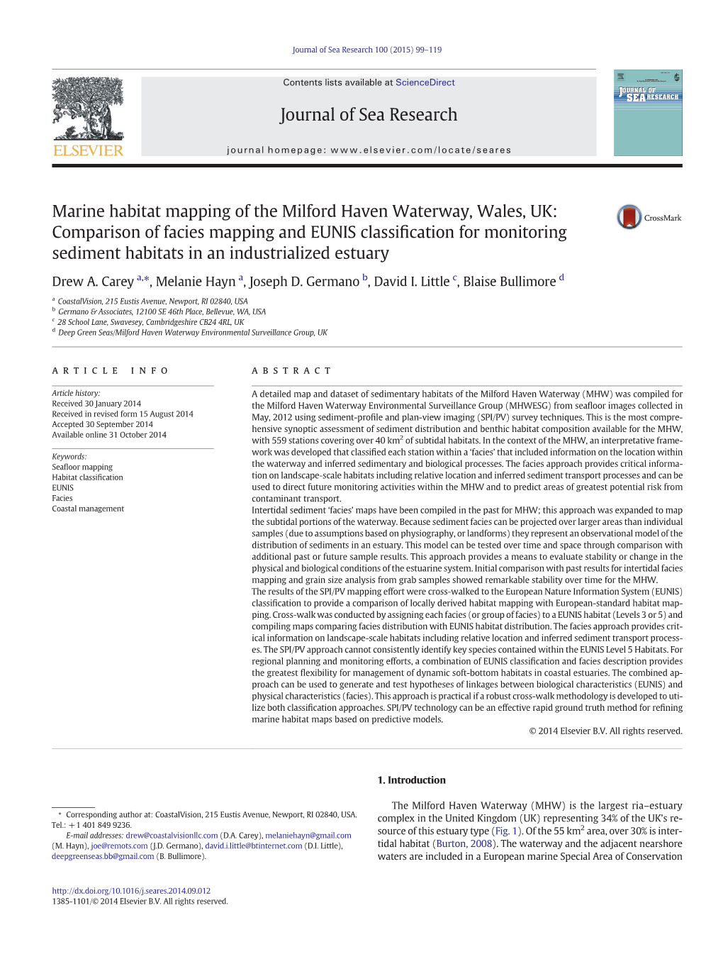 Marine Habitat Mapping of the Milford Haven Waterway, Wales, UK