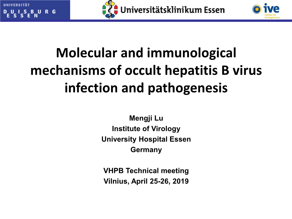 Molecular and Immunological Mechanisms of Occult Hepatitis B Virus Infection and Pathogenesis