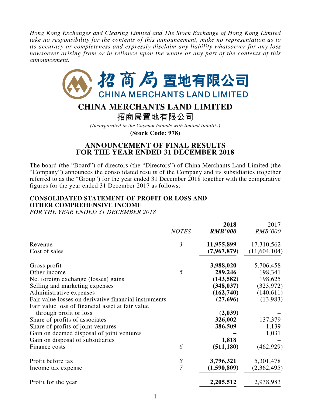 China Merchants Land Limited 招商局置地有限公司