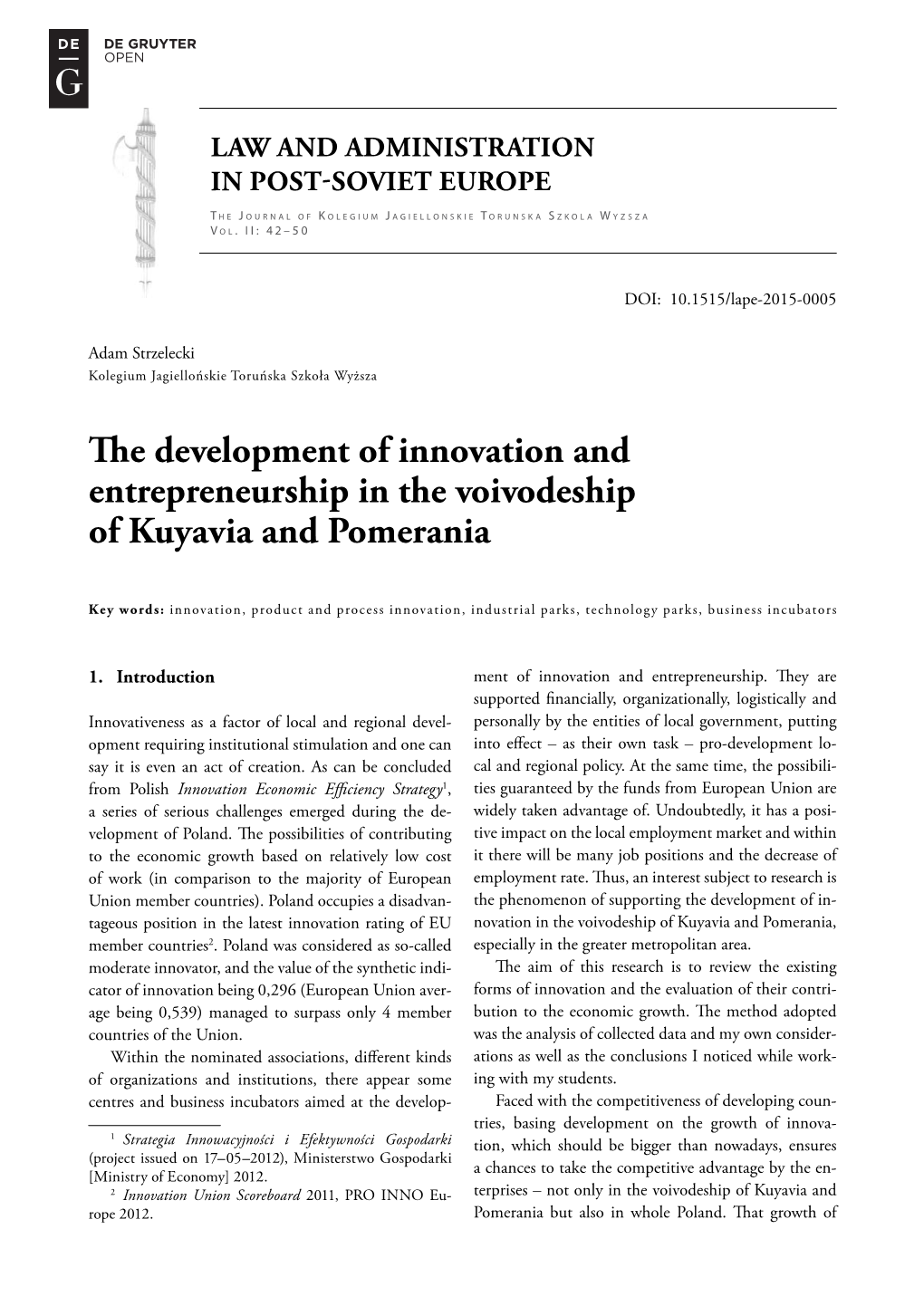 The Development of Innovation and Entrepreneurship in The