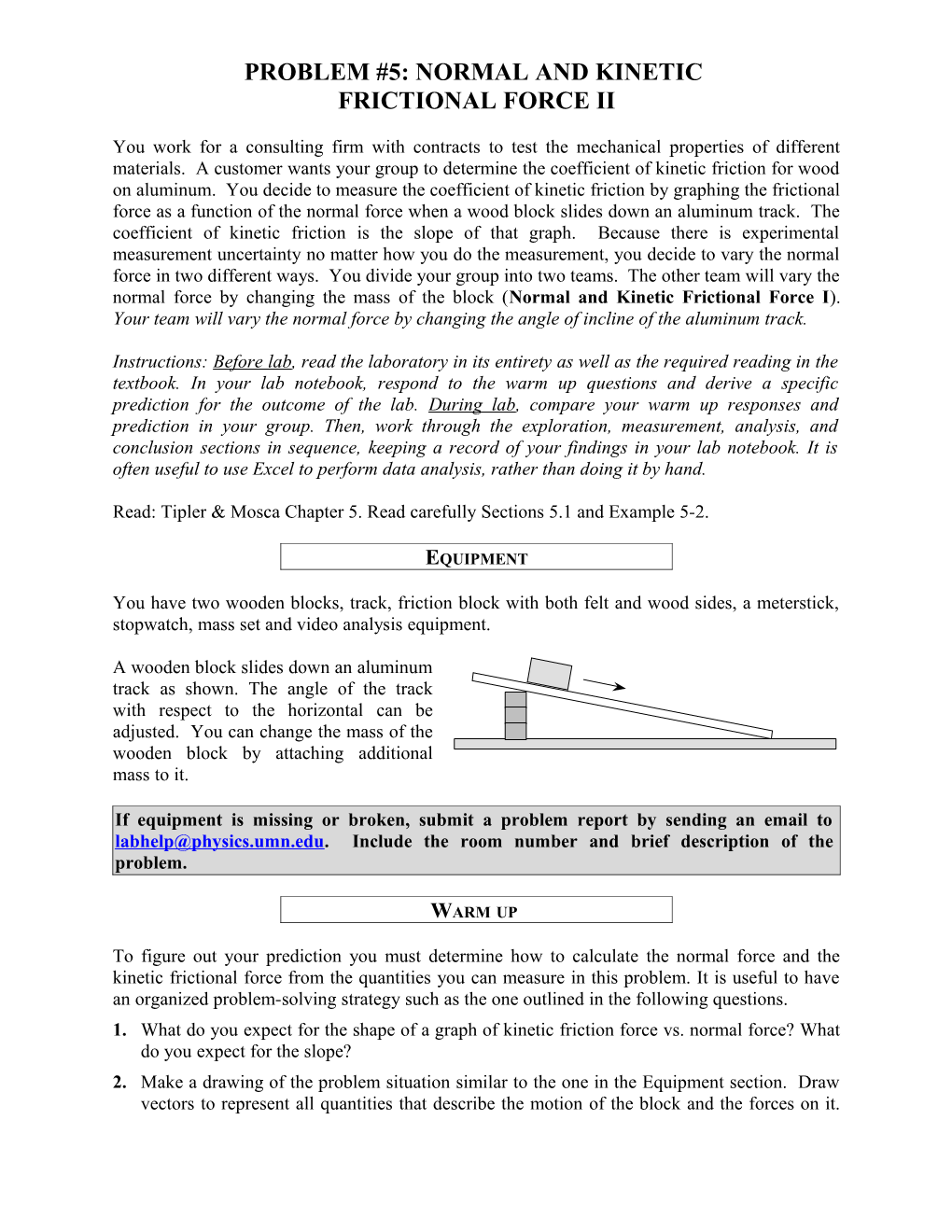 NORMAL KINETIC FRICTIONAL FORCE II 1301Lab3prob5