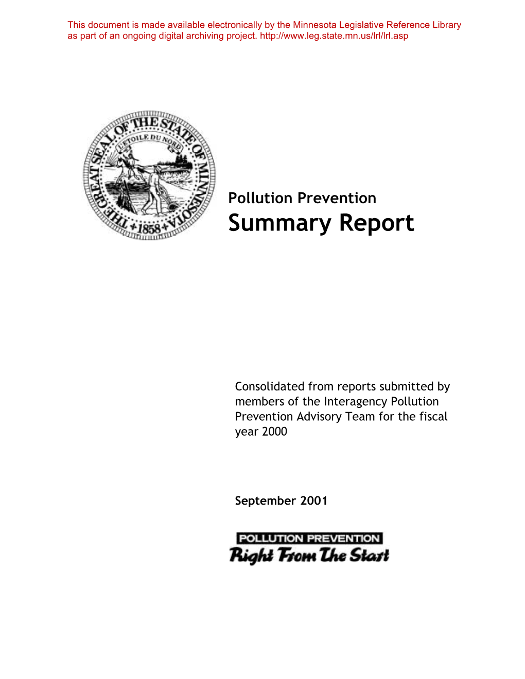 Pollution Prevention Summary Report