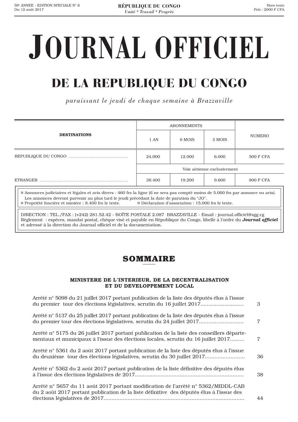 Arrêté N° 5098 Du 21 Juillet 2017