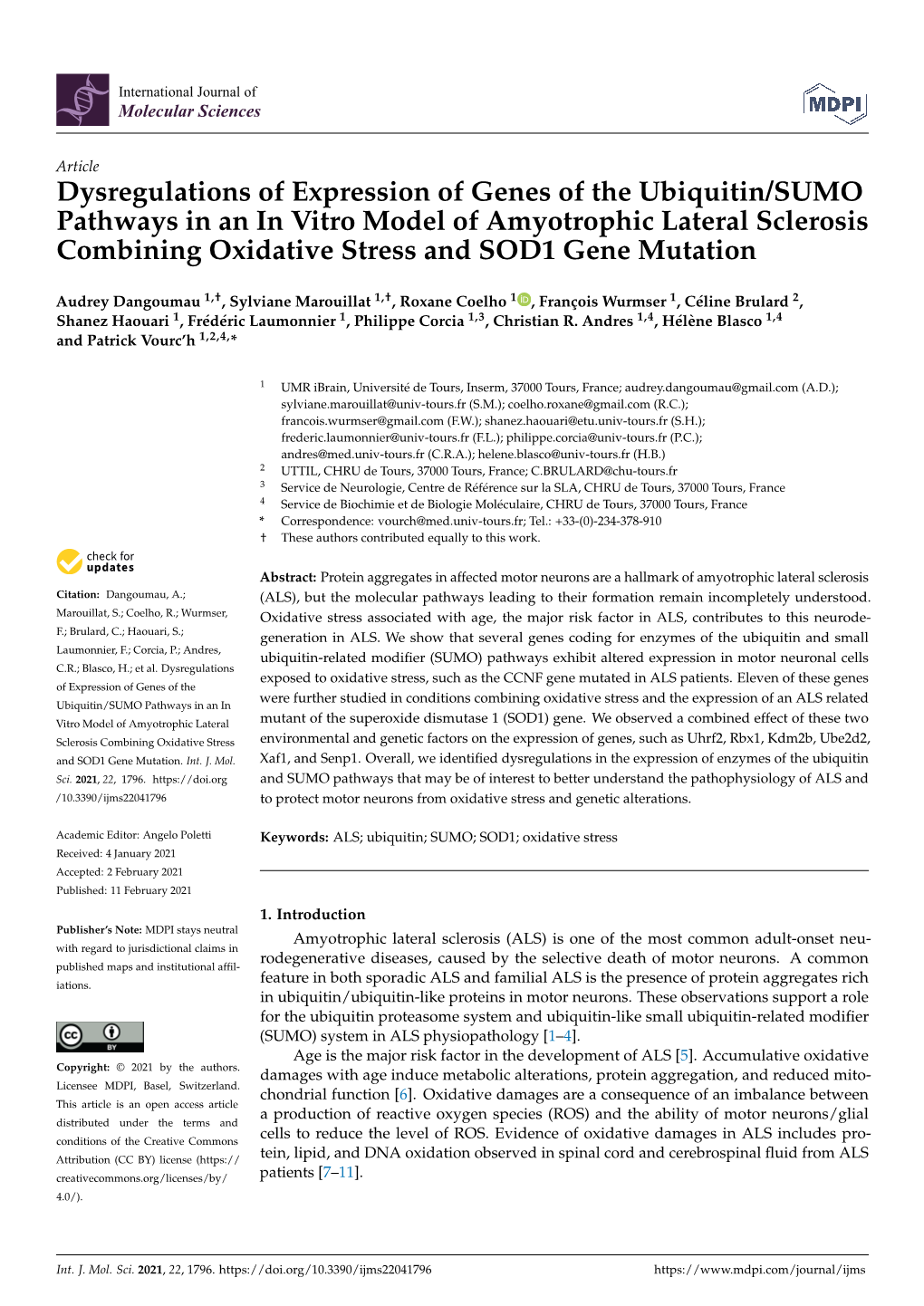 Dysregulations of Expression of Genes of the Ubiquitin/SUMO