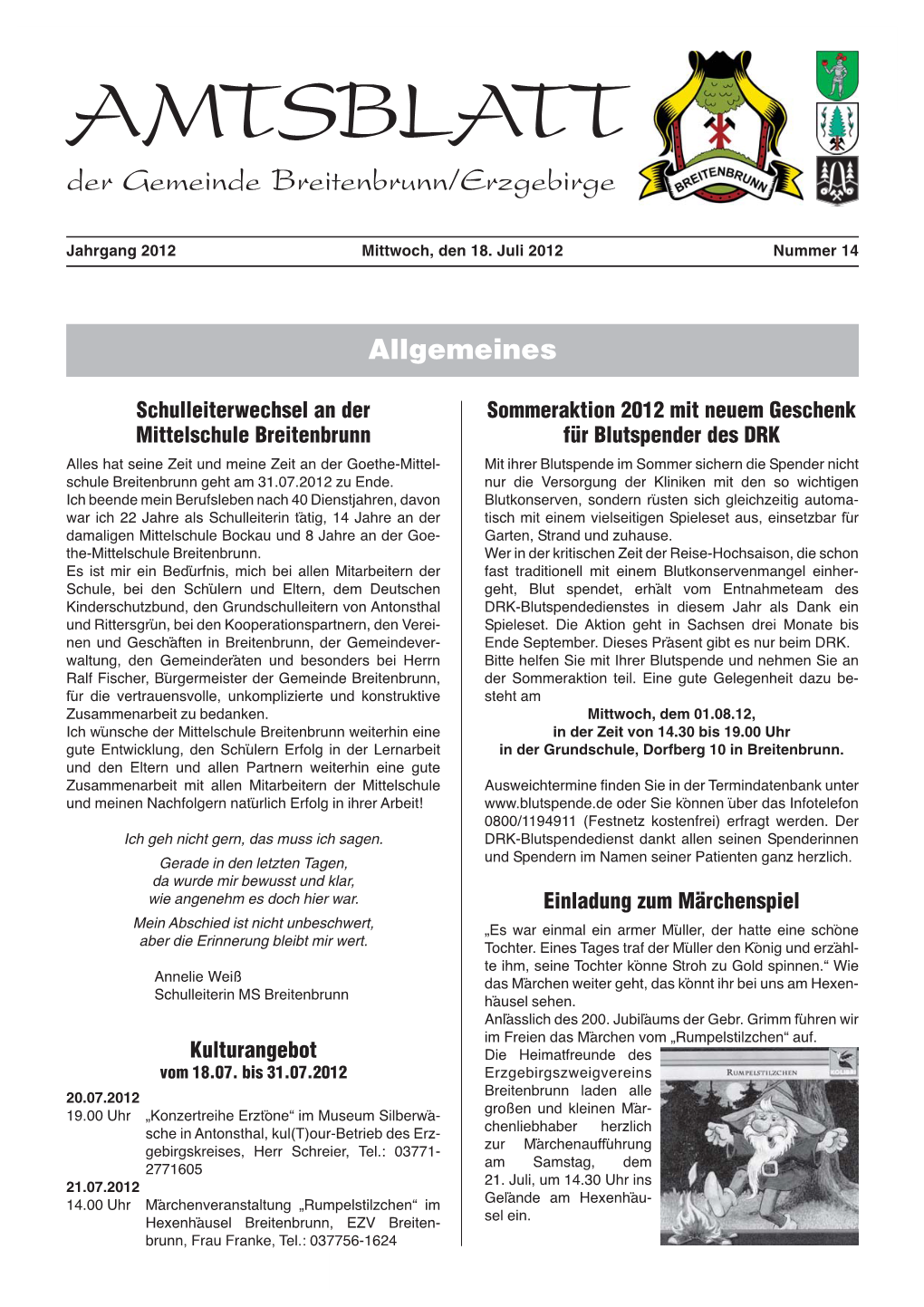 AMTSBLATT Der Gemeinde Breitenbrunn/Erzgebirge Mittwoch, 18