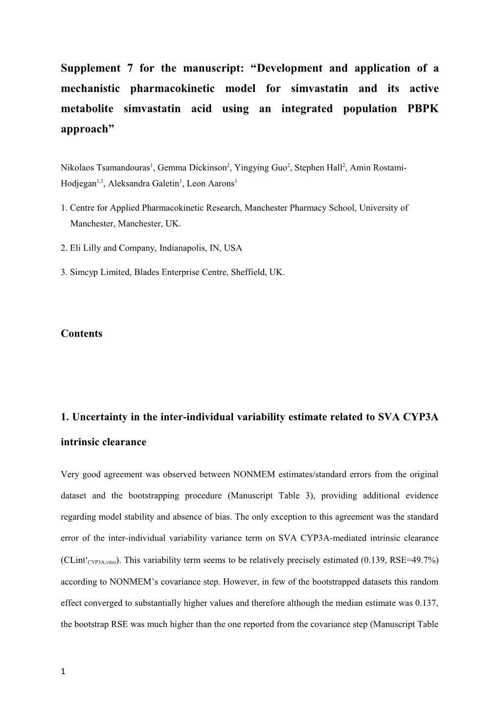 Supplement 7 for the Manuscript: Development and Application of a Mechanistic Pharmacokinetic