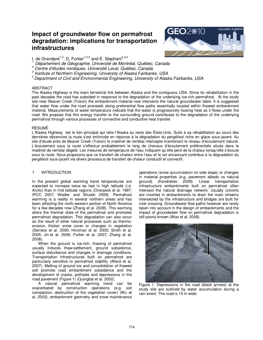 Impact of Groundwater Flow on Permafrost Degradation: Implications for Transportation Infrastructures