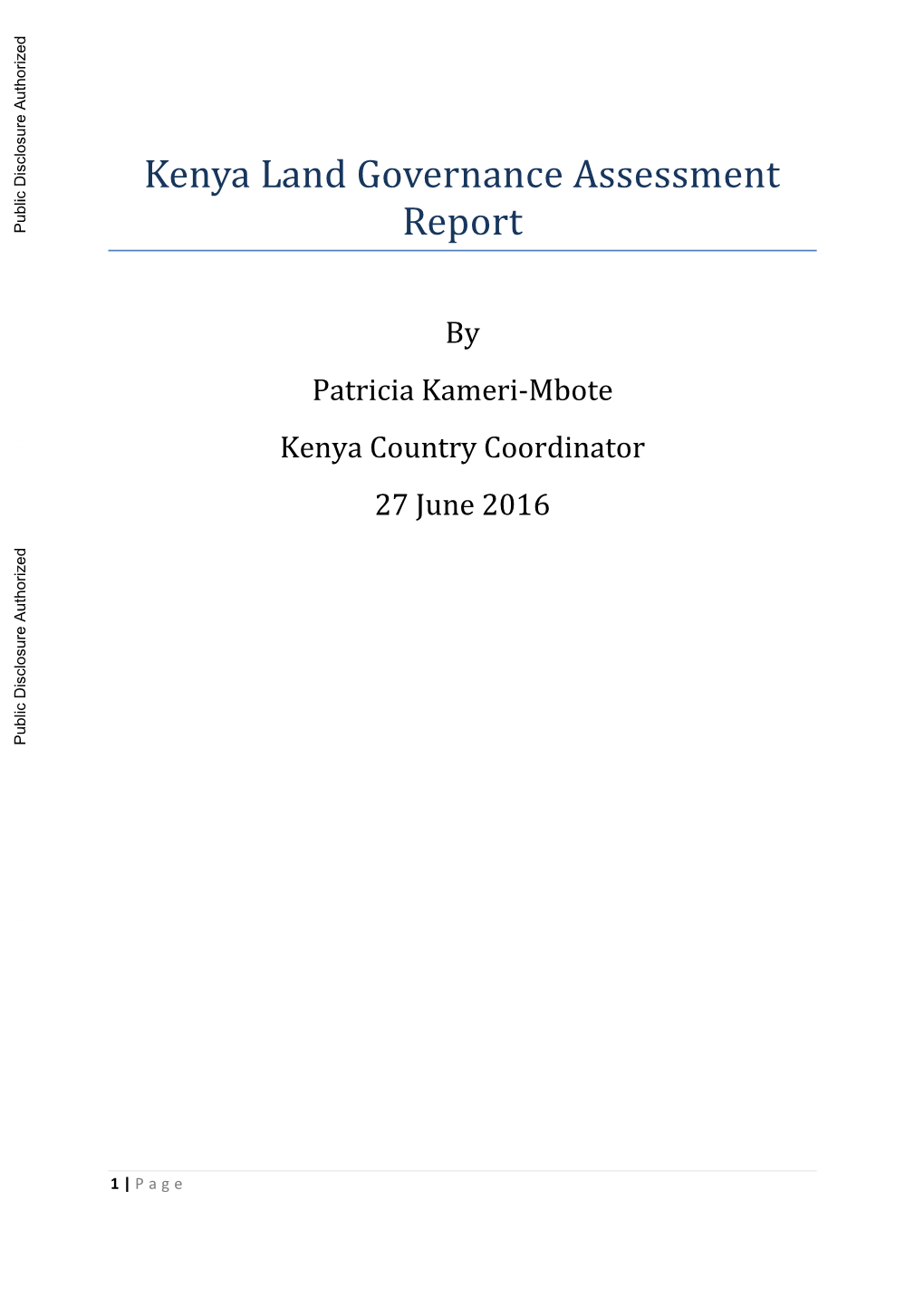 Kenya Land Governance Assessment Report