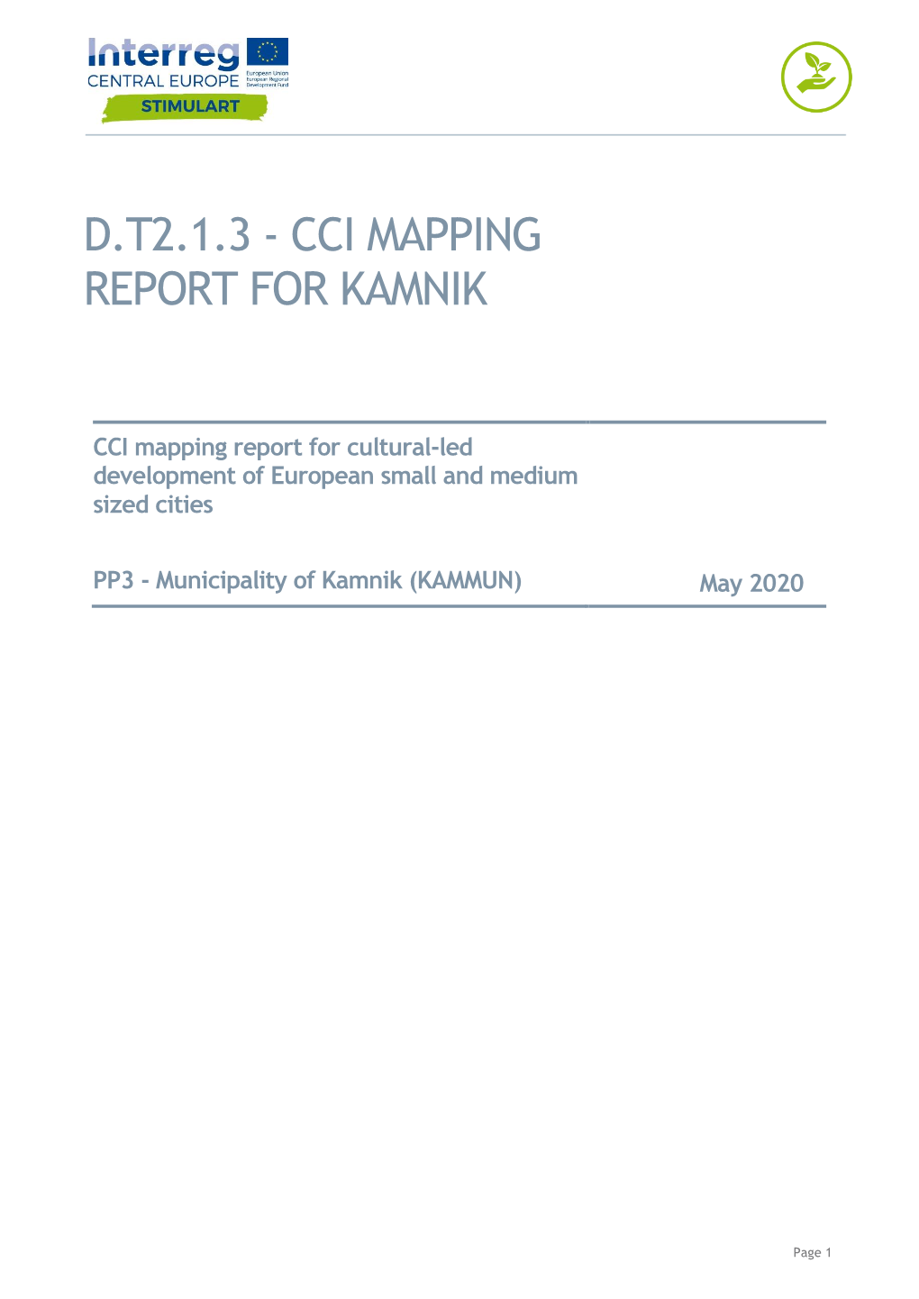 Cci Mapping Report for Kamnik