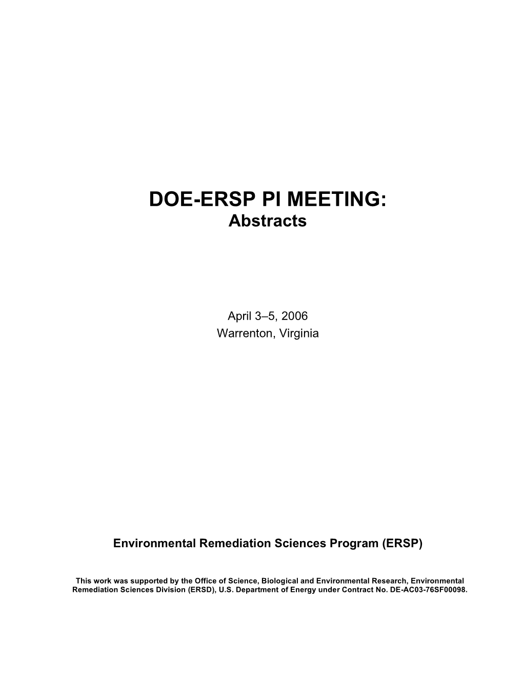 DOE-ERSP PI MEETING: Abstracts