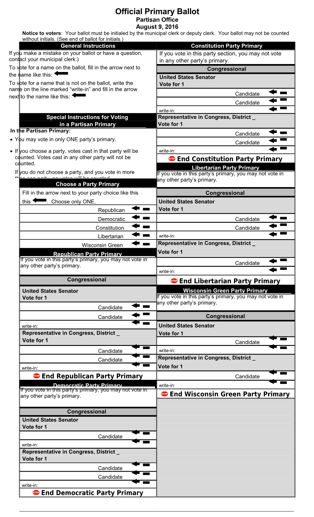 Official Primary Ballot