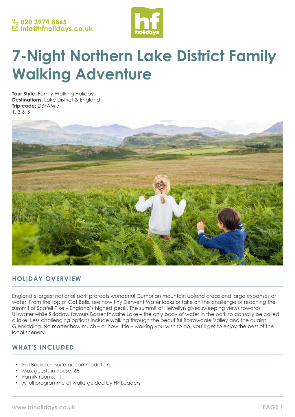 7-Night Northern Lake District Family Walking Adventure