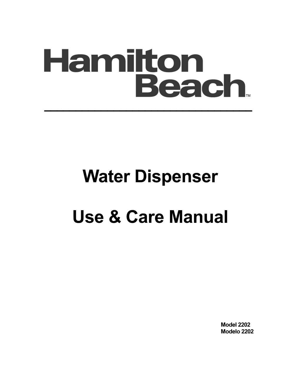 Water Dispenser Use & Care Manual