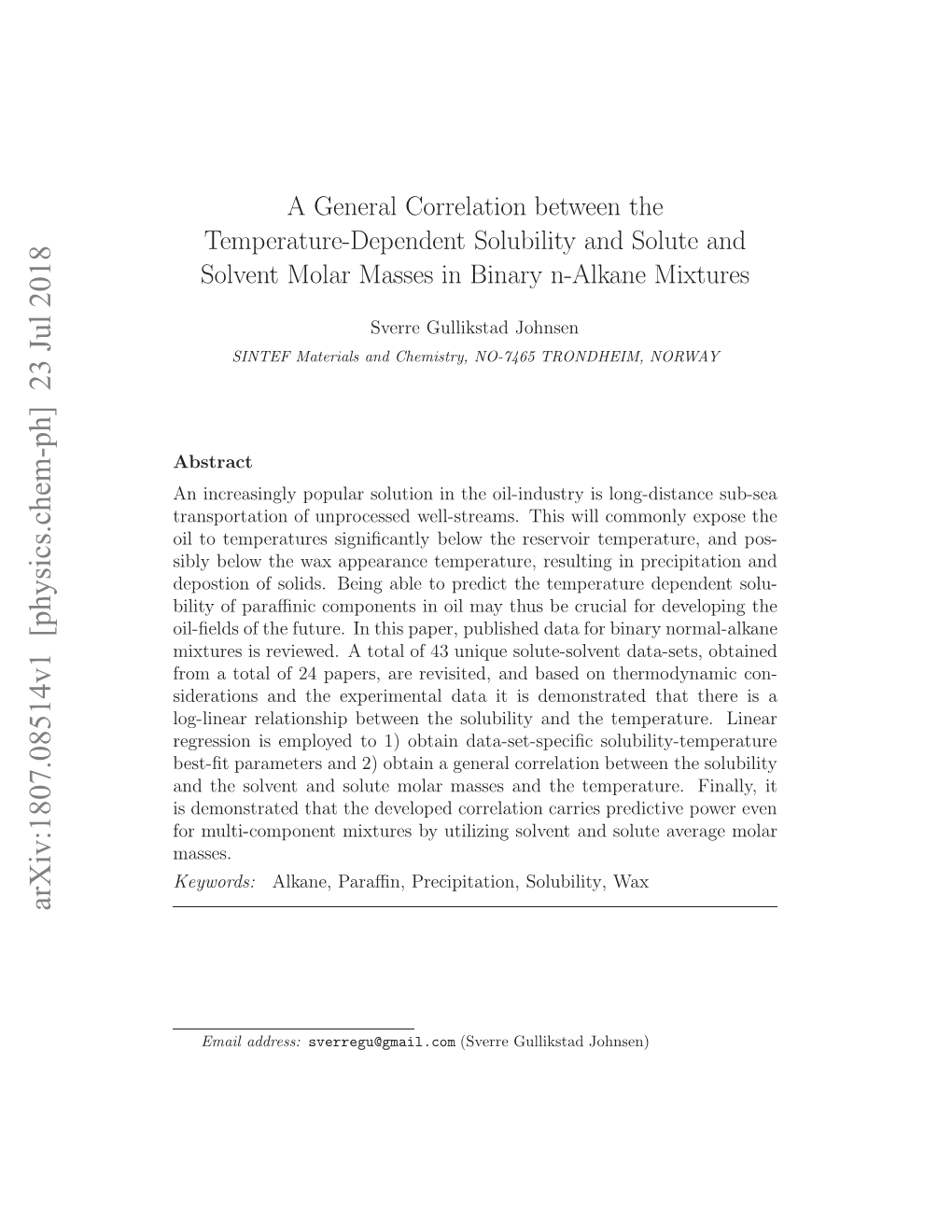 A General Correlation Between the Temperature-Dependent Solubility