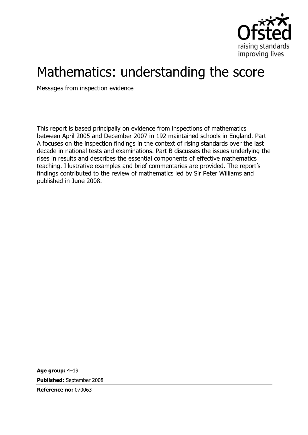 Mathematics: Understanding the Score Messages from Inspection Evidence