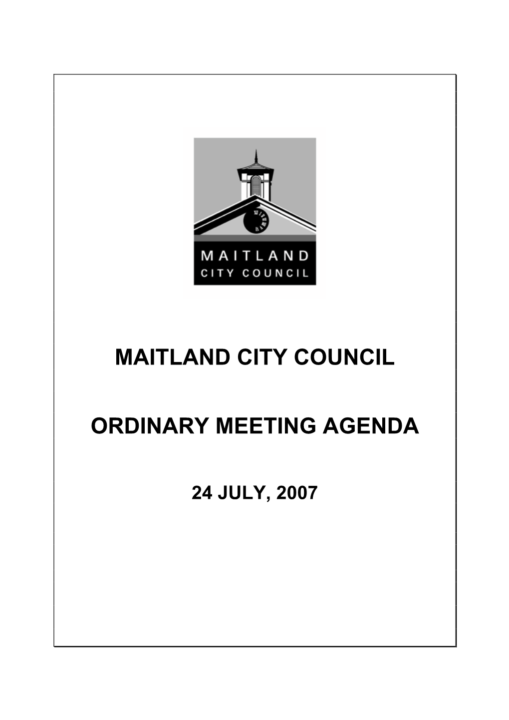 Maitland City Council Ordinary Meeting Agenda