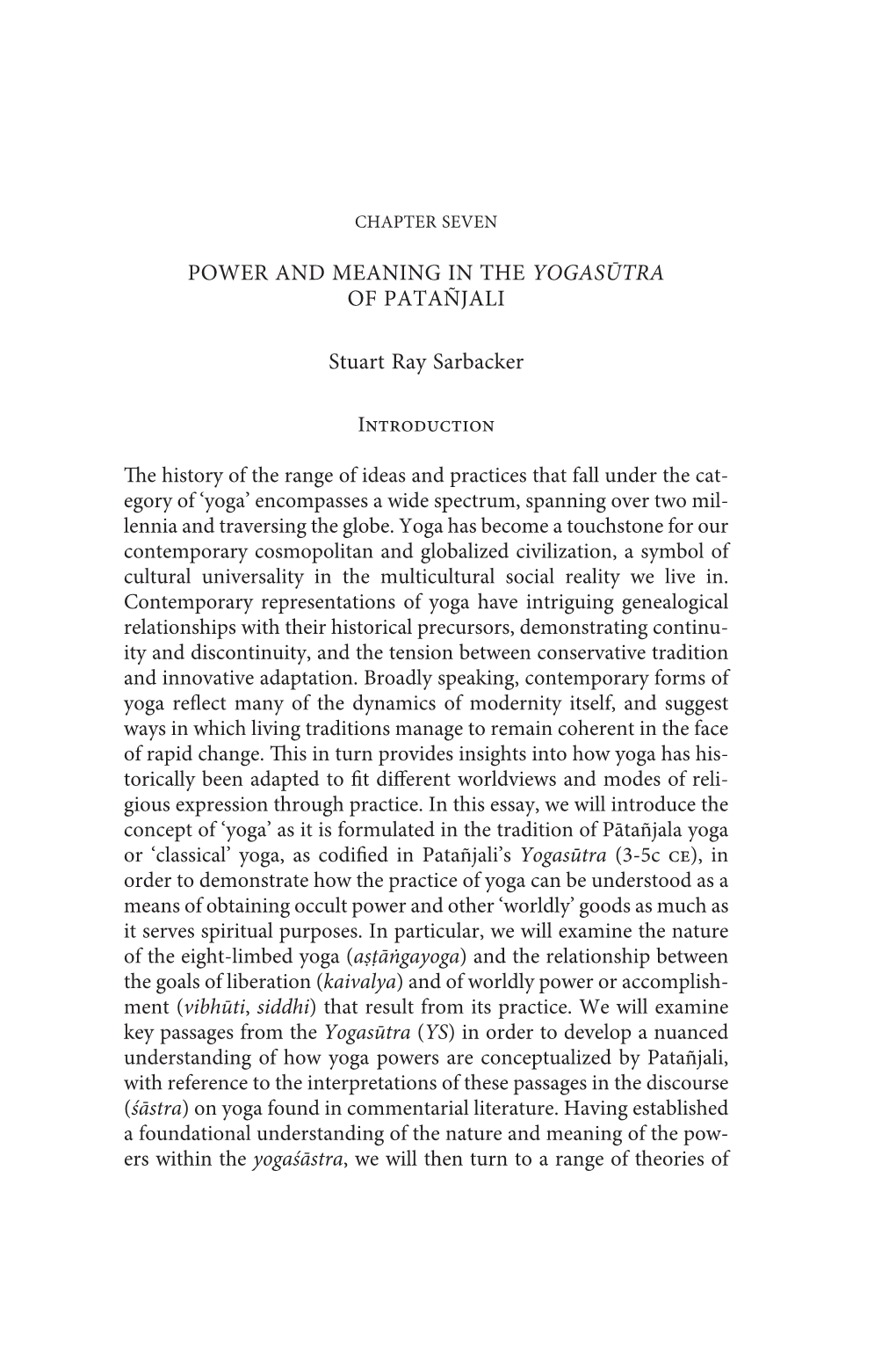 Power and Meaning in the Yogasūtra of Patañjali Stuart