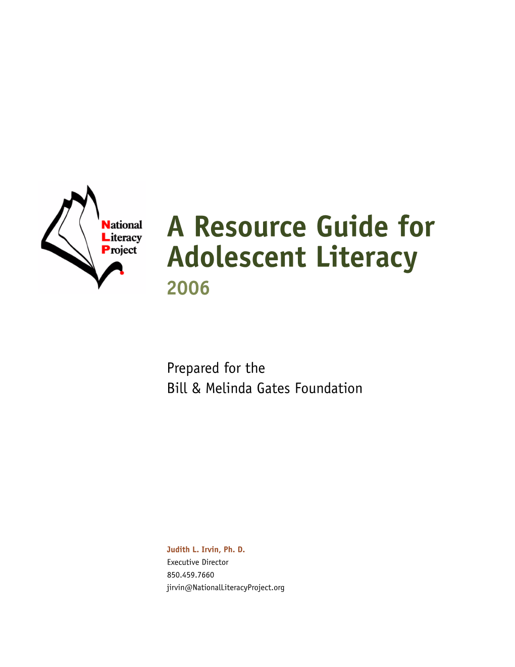 A Resource Guide for Adolescent Literacy 2006