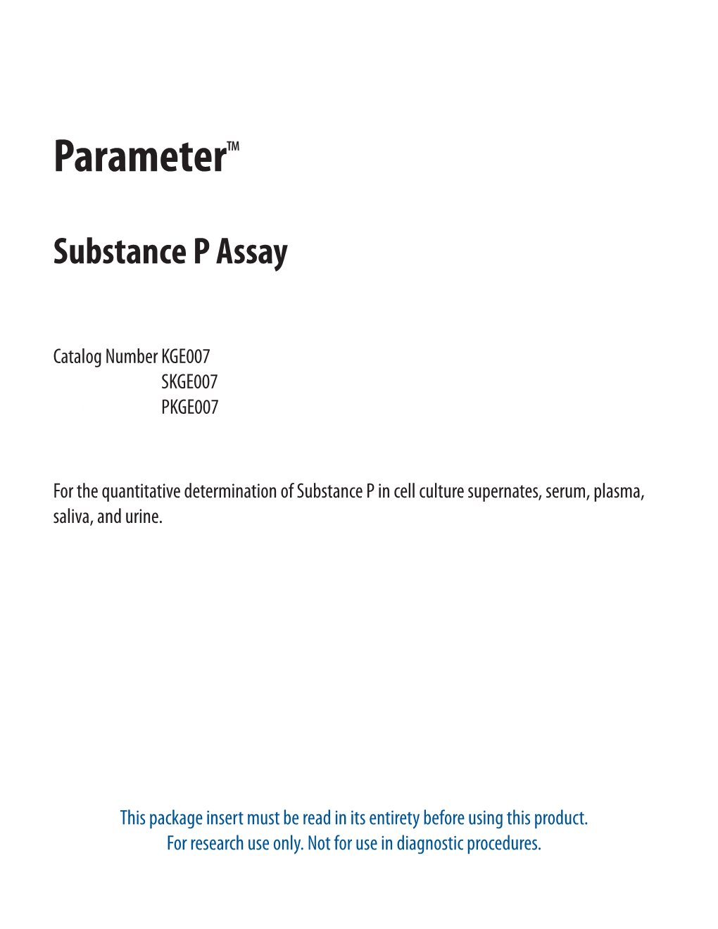 Substance P Parameter Assay