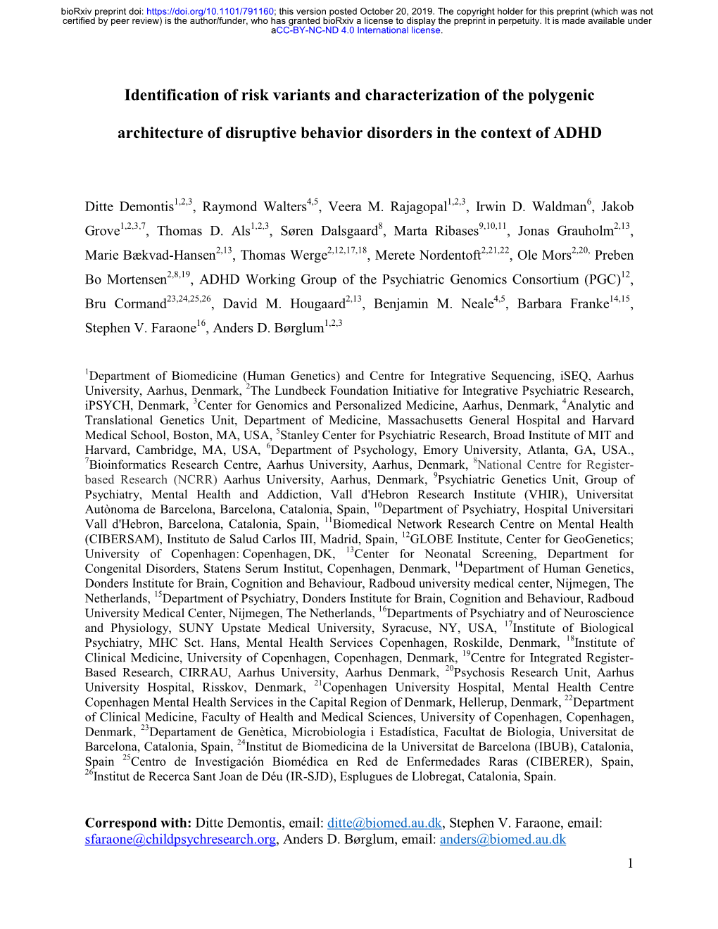 Identification of Risk Variants and Characterization of the Polygenic