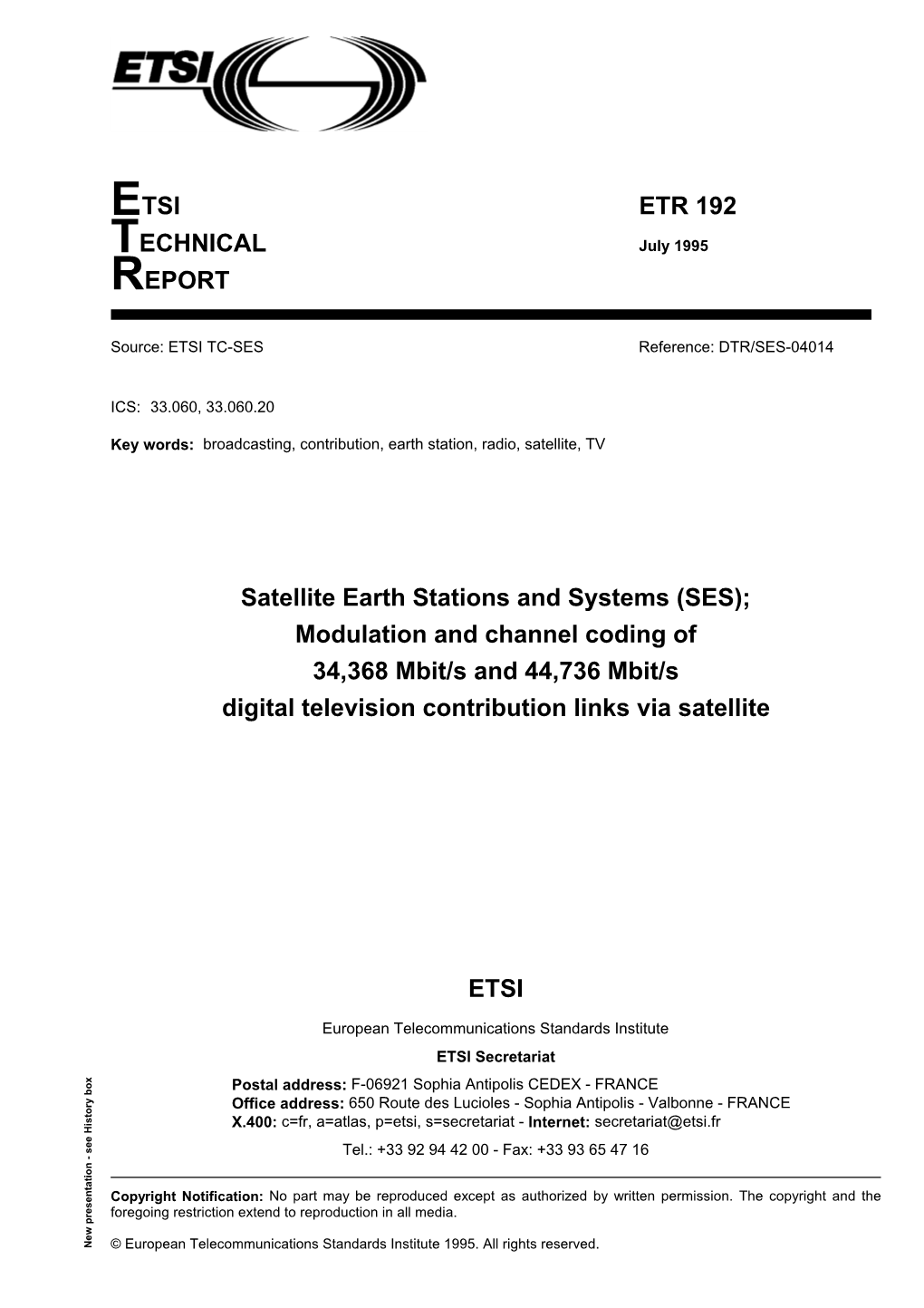 ETR 192 TECHNICAL July 1995 REPORT