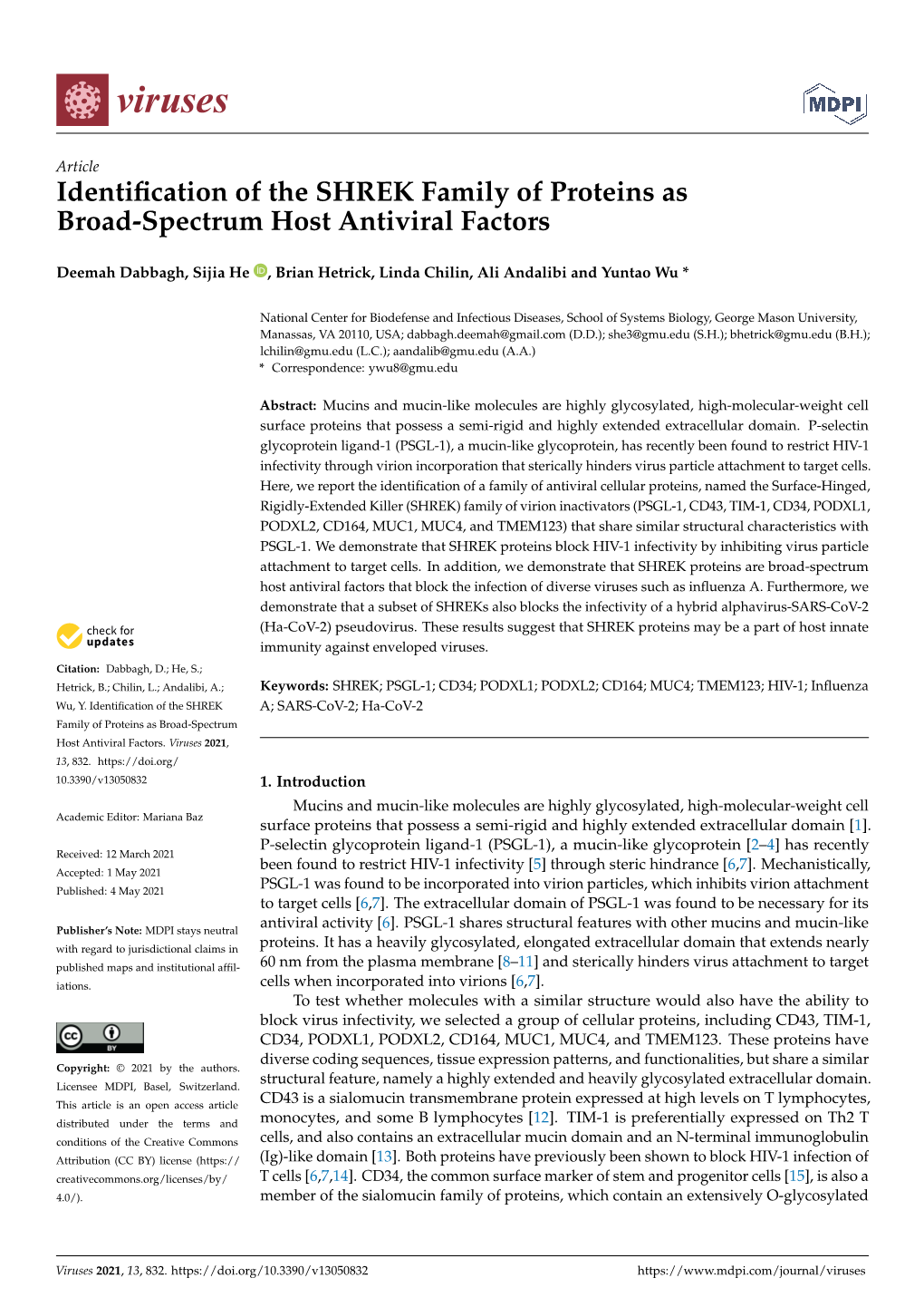 Identification of the SHREK Family of Proteins As Broad-Spectrum Host Antiviral Factors