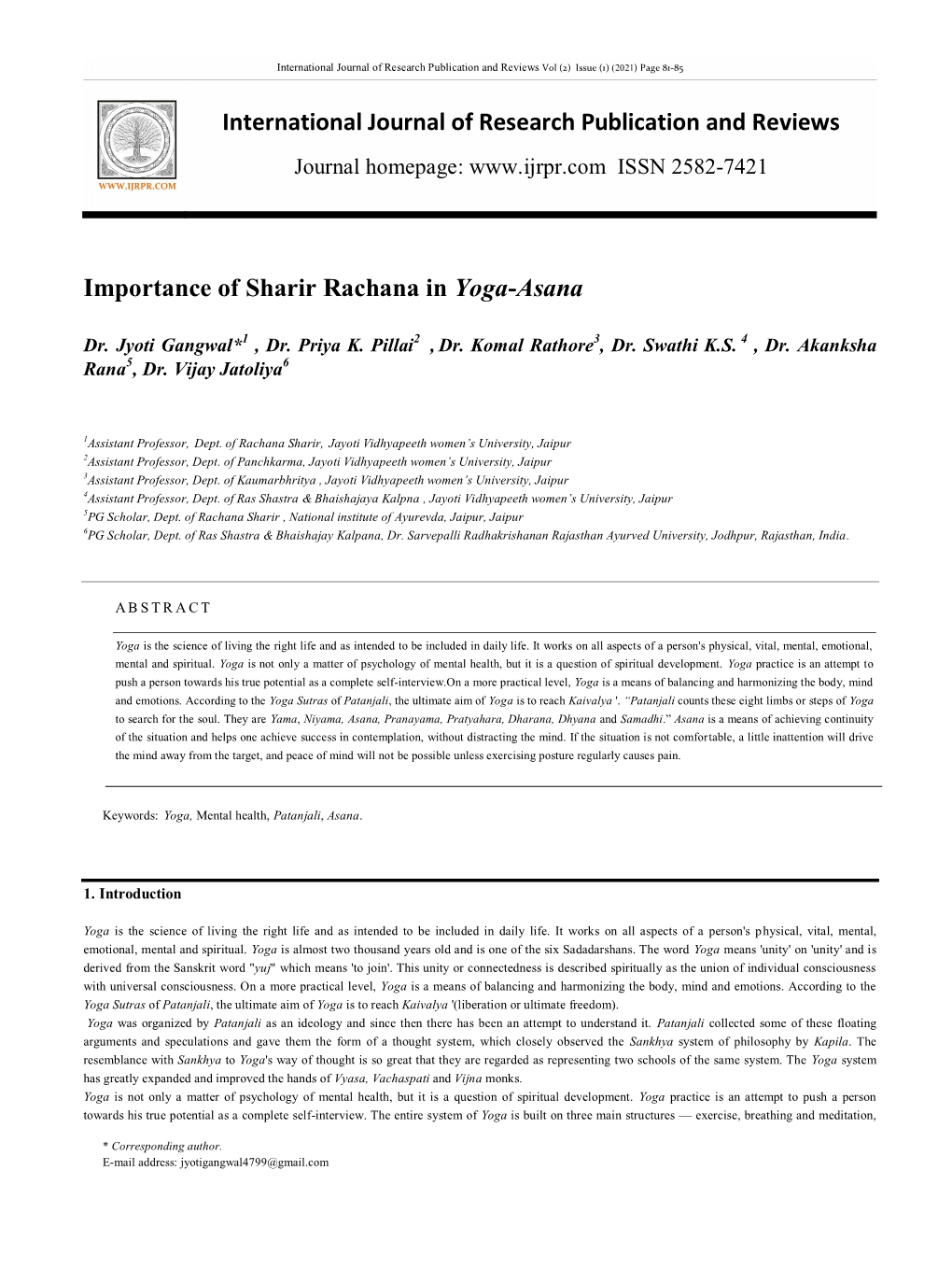 International Journal of Research Publication and Reviews Vol (2) Issue (1) (2021) Page 81-85