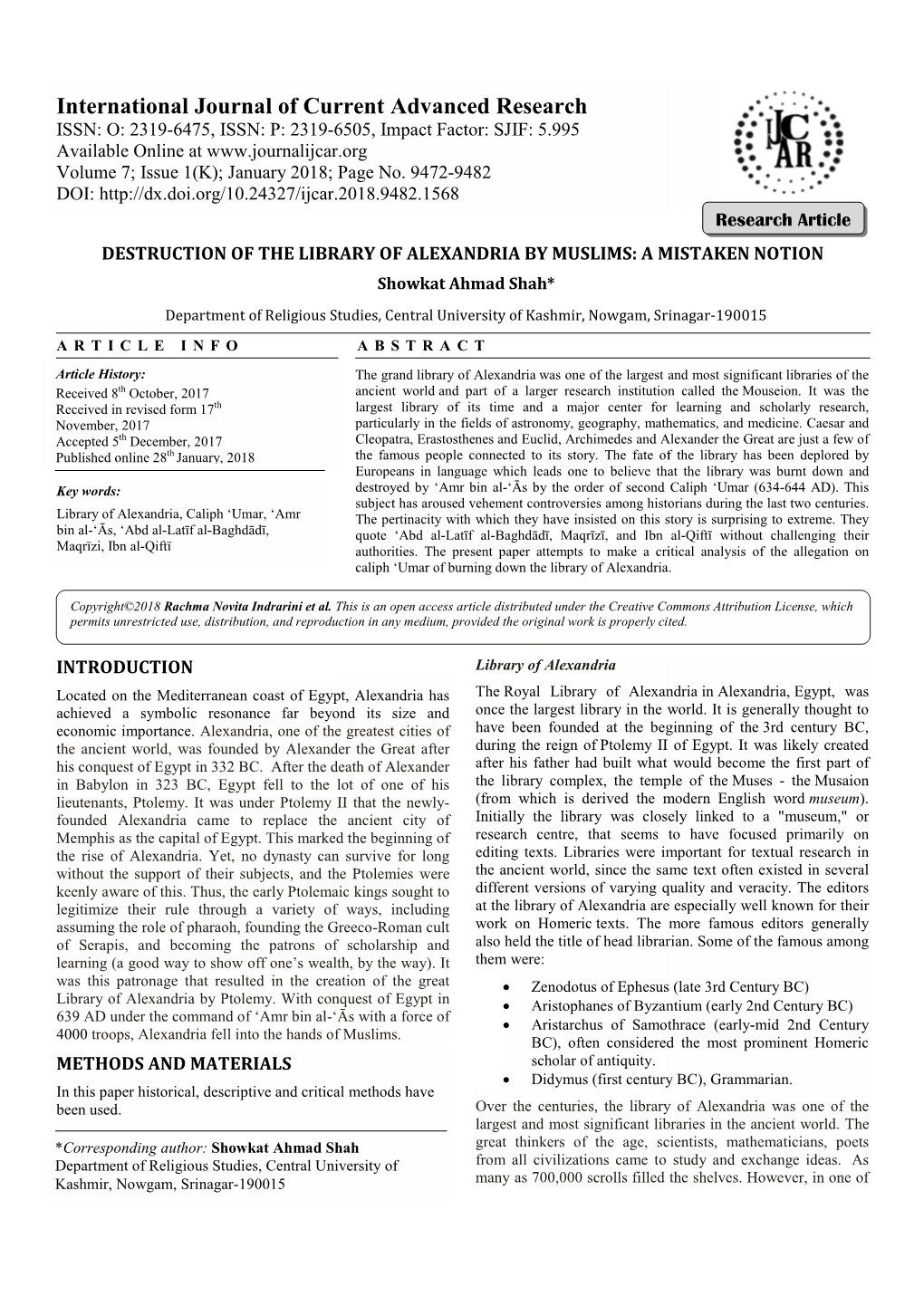 International Journal of Current Advan Urnal of Current Advanced Research