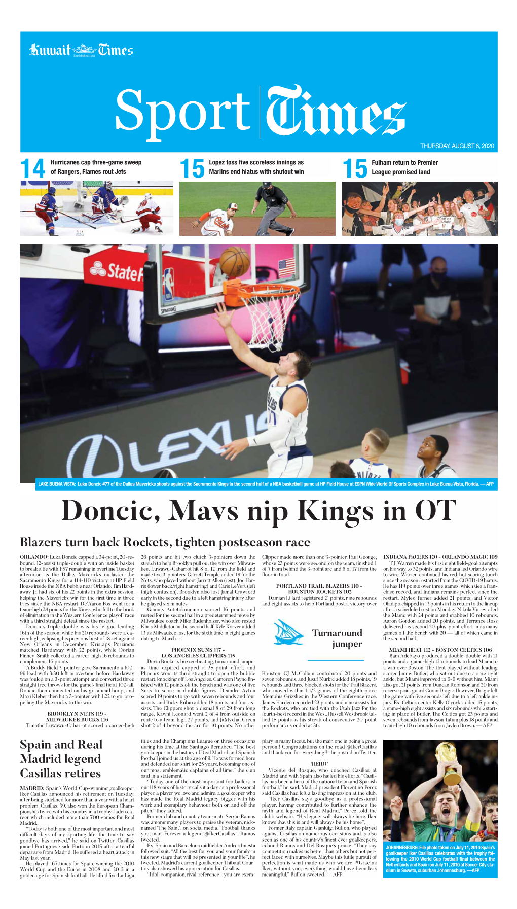 Doncic, Mavs Nip Kings in OT