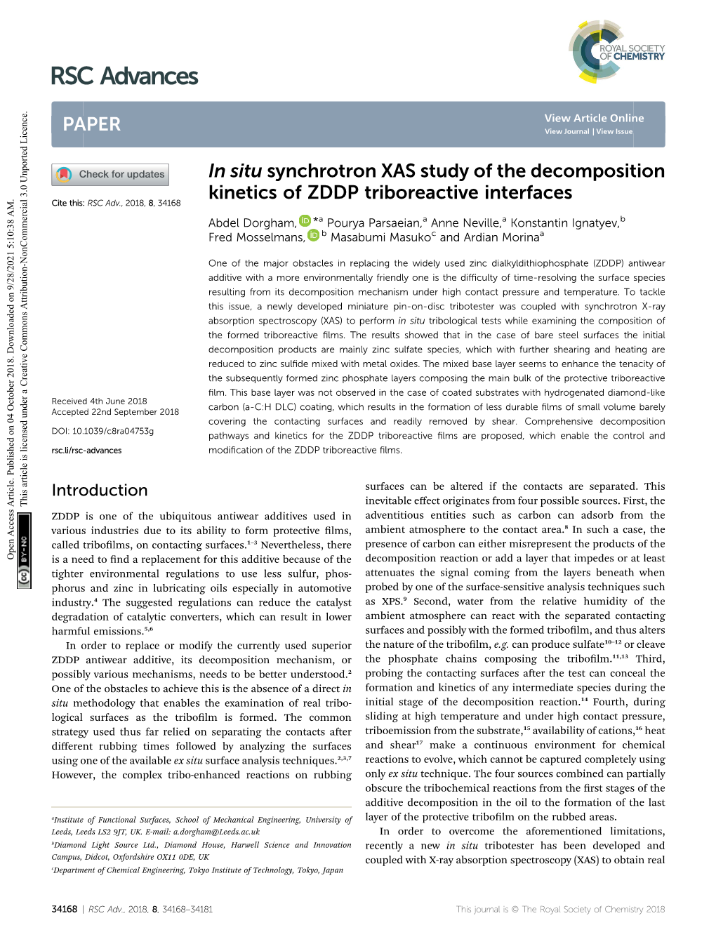 In Situ Synchrotron XAS Study of the Decomposition Kinetics of ZDDP Triboreactive Interfaces