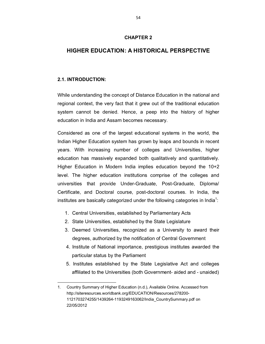 Higher Education: a Historical Perspective