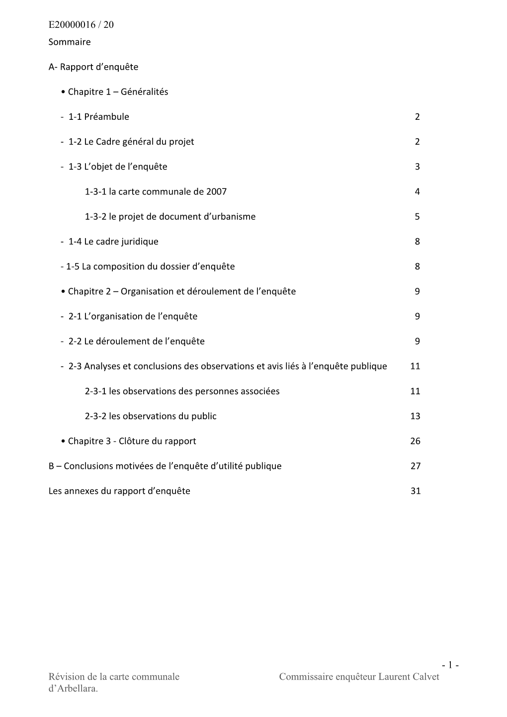 Révision De La Carte Communale Commissaire Enquêteur Laurent Calvet D’Arbellara