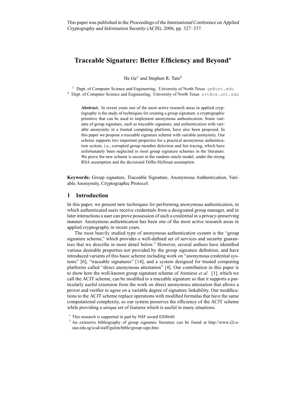 Traceable Signature: Better Efficiency and Beyond*