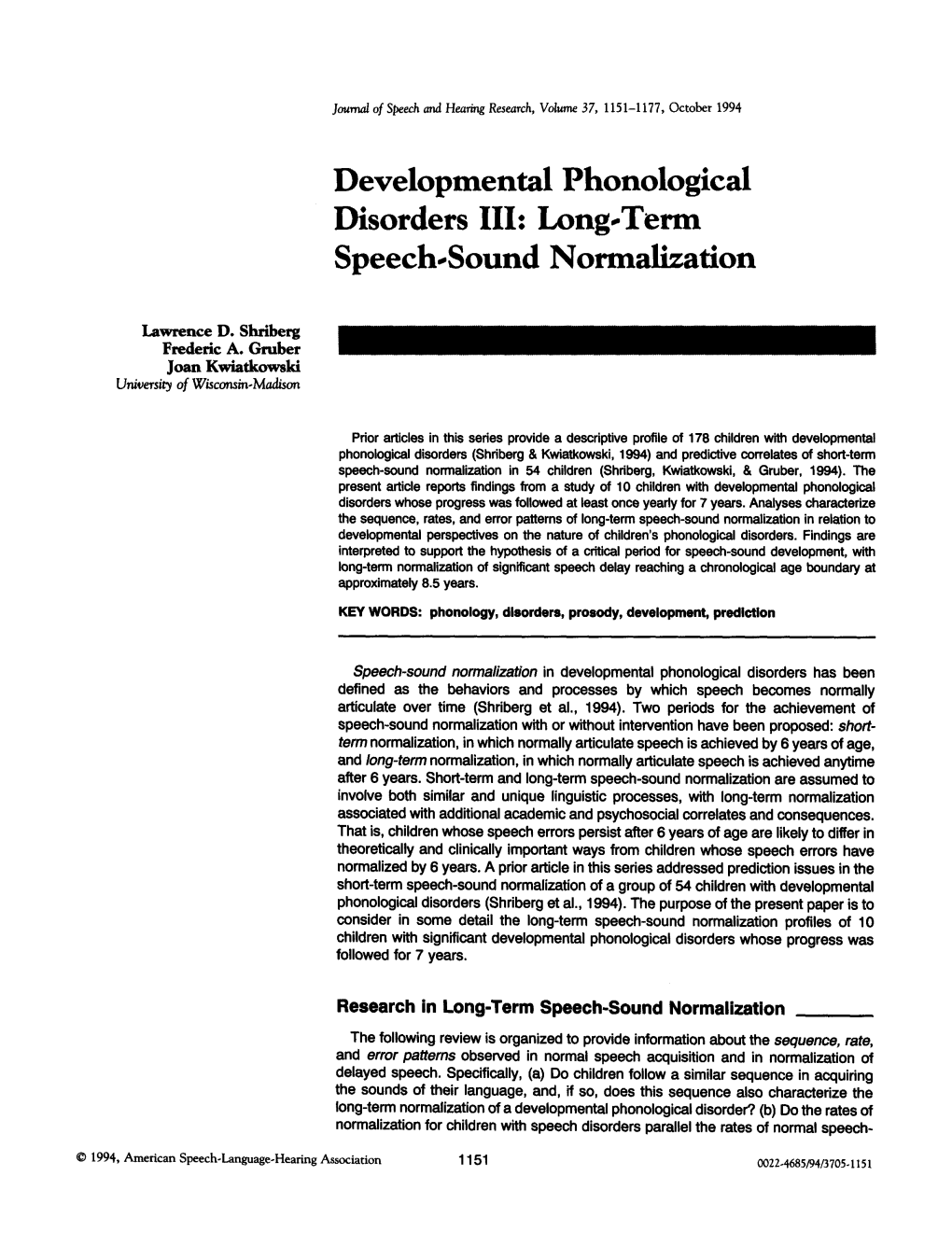 Developmental Phonological Speech-Sound Normalization