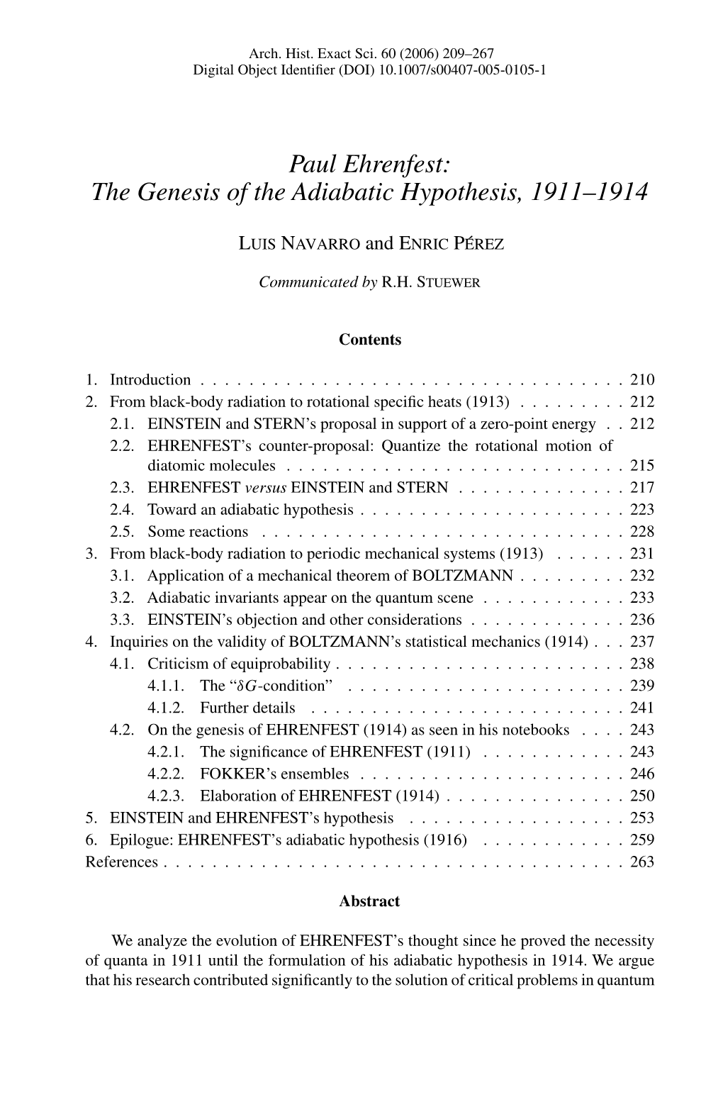 Paul Ehrenfest: the Genesis of the Adiabatic Hypothesis, 1911–1914