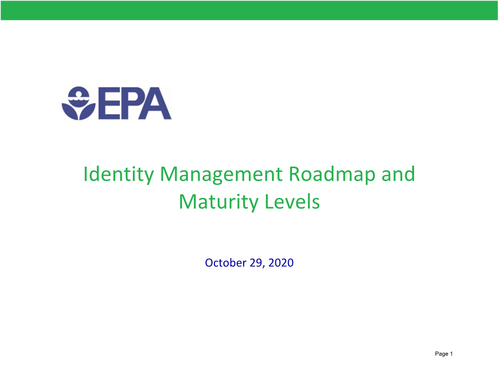 Identity Management Roadmap and Maturity Levels