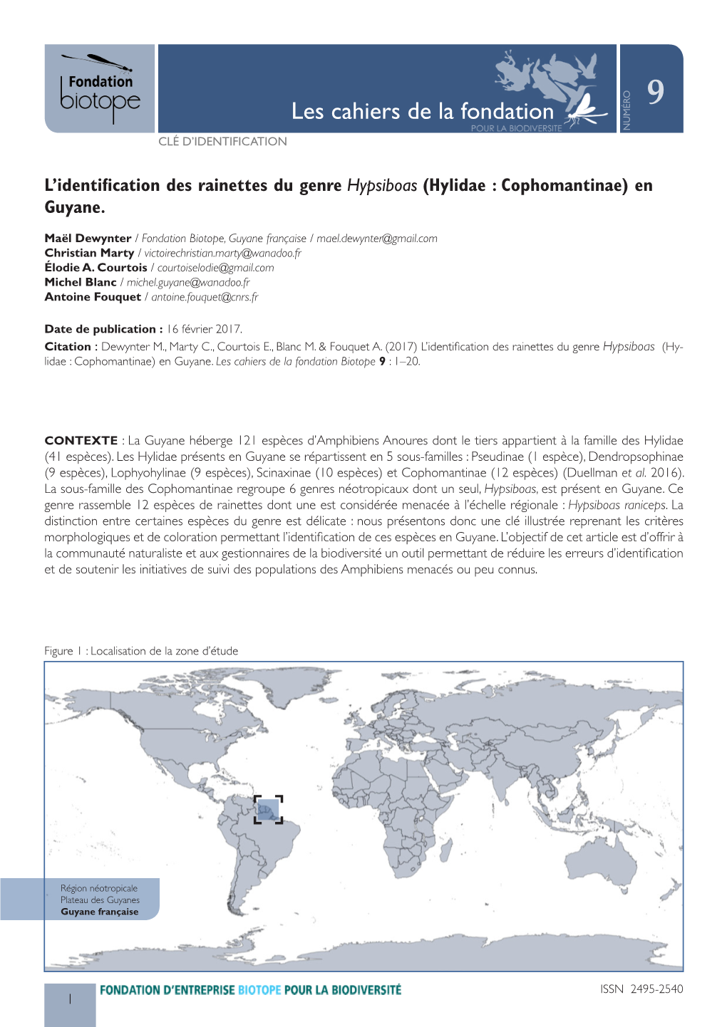 Les Cahiers De La Fondation 9 NUMÉRO CLÉ D’IDENTIFICATION