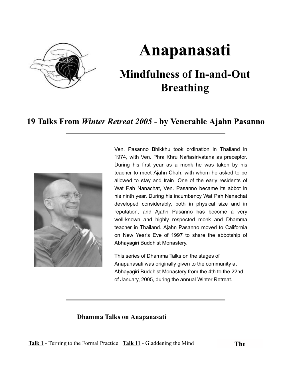 Anapanasati Mindfulness of In-And-Out Breathing