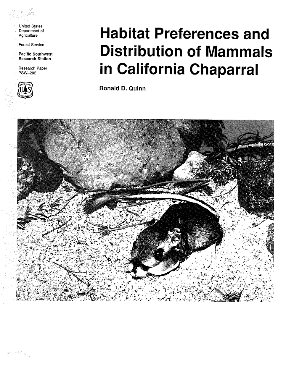 Habitat Preferences and Distribution of Mammals in California Chaparral