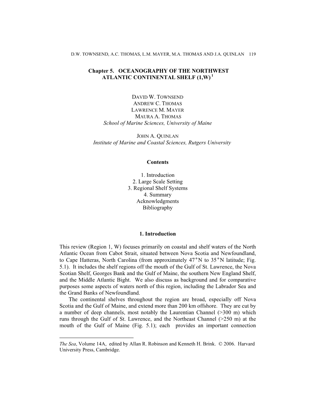 Chapter 5. OCEANOGRAPHY of the NORTHWEST ATLANTIC CONTINENTAL SHELF (1,W) 1