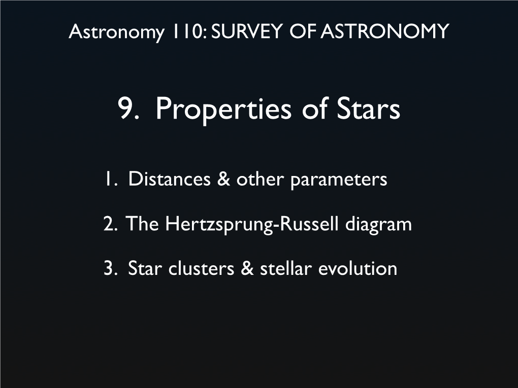 9. Properties of Stars