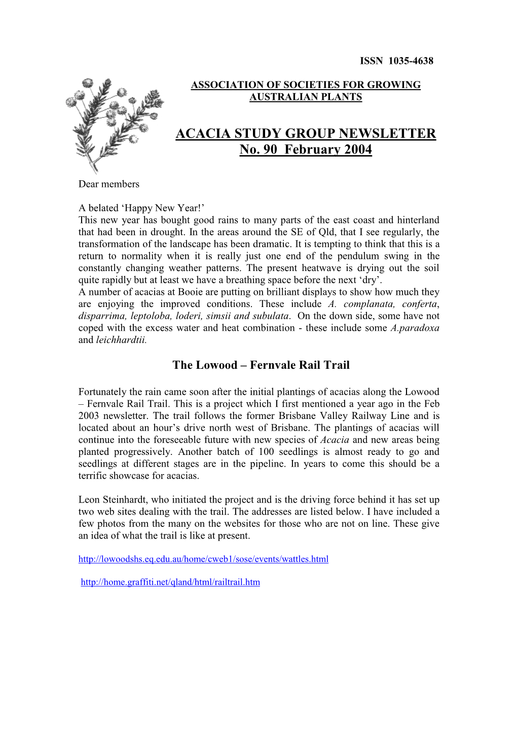 ACACIA STUDY GROUP NEWSLETTER No. 90 February 2004