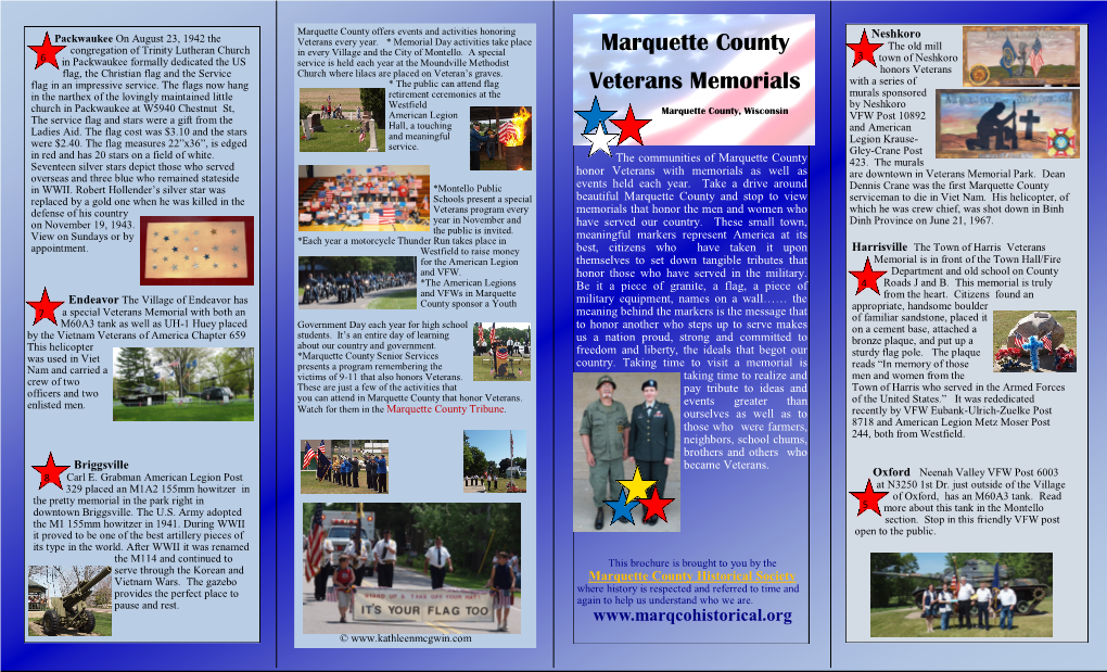 Marquette County Veterans Memorials