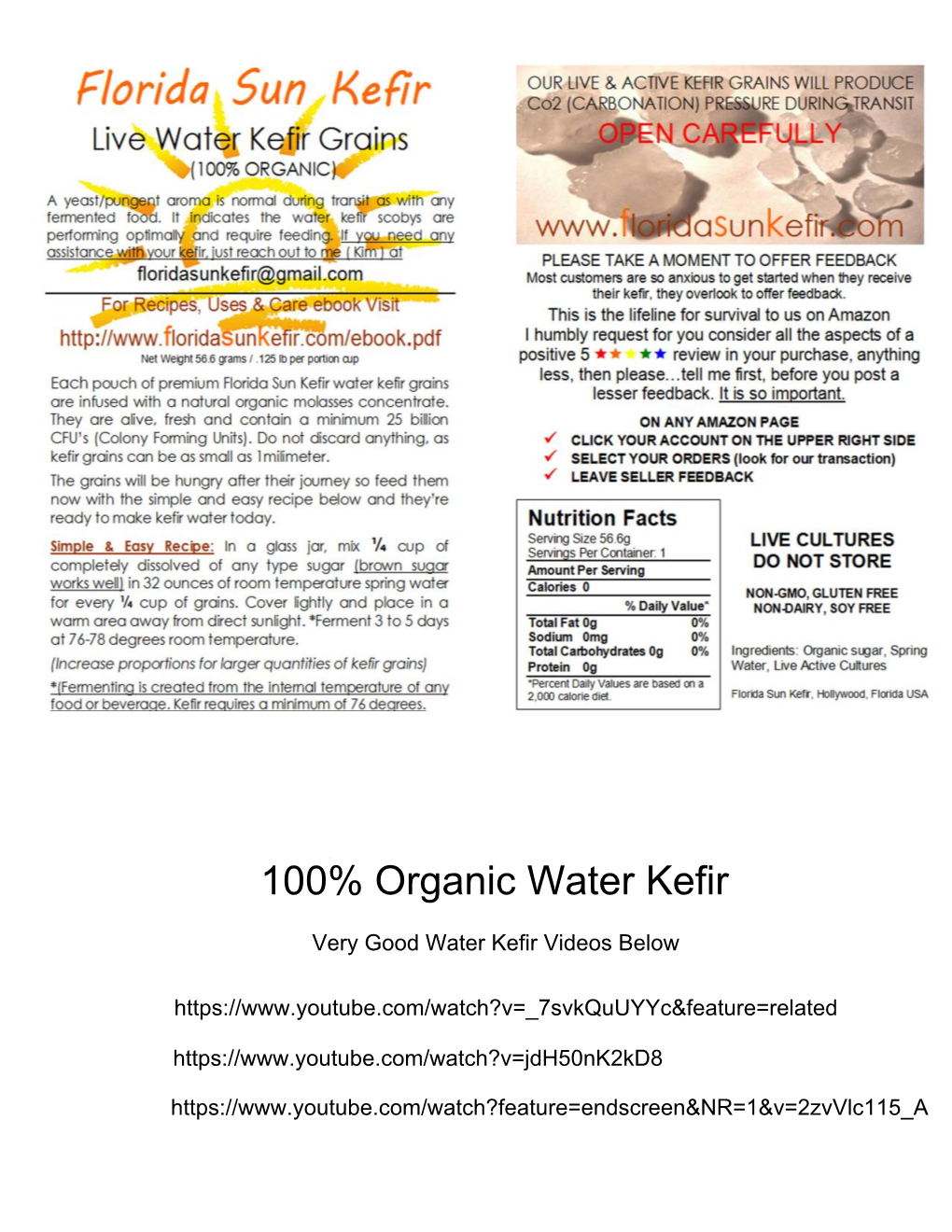 100% Organic Water Kefir