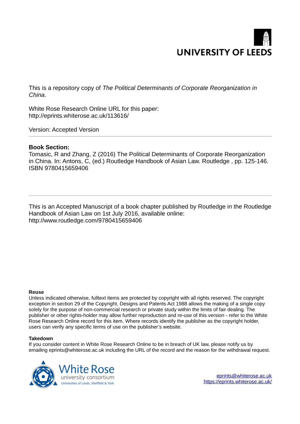 The Political Determinants of Corporate Reorganization in China