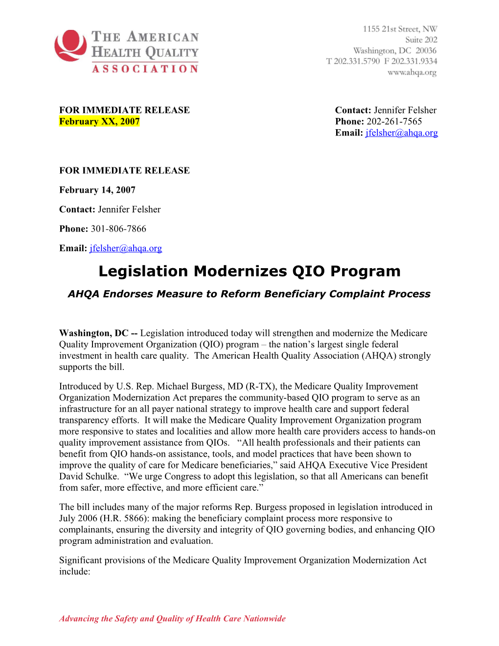 QIO Modernization Legislation