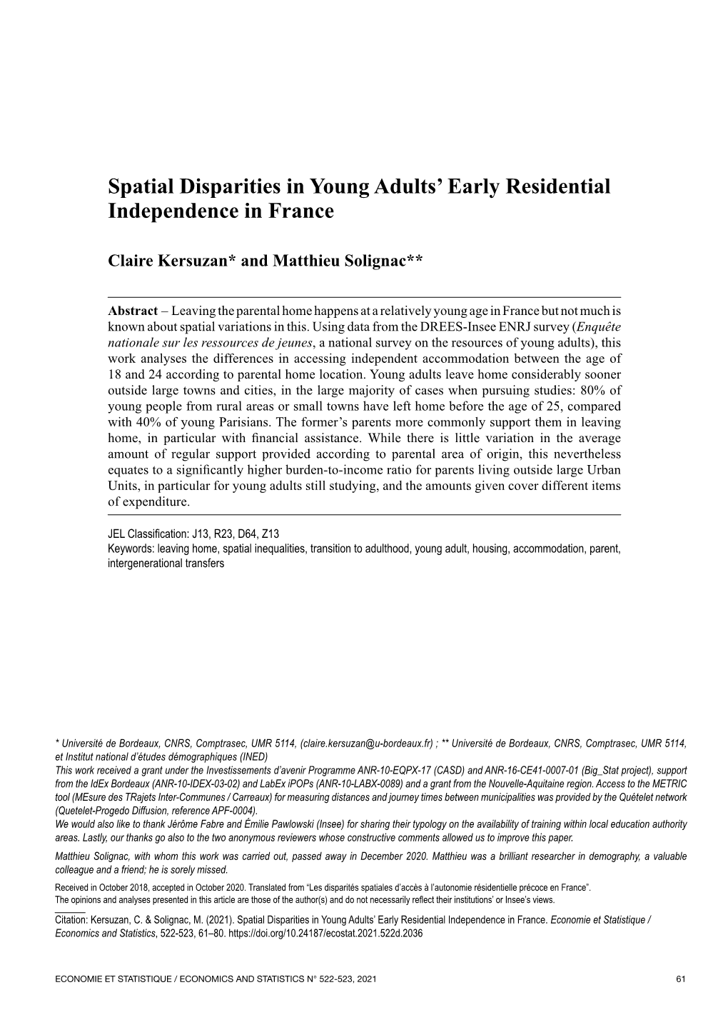 Spatial Disparities in Young Adults' Early Residential Independence In